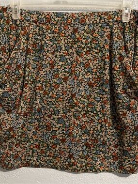 Mango Floral Mini Skirt in Green, Rust and Blue